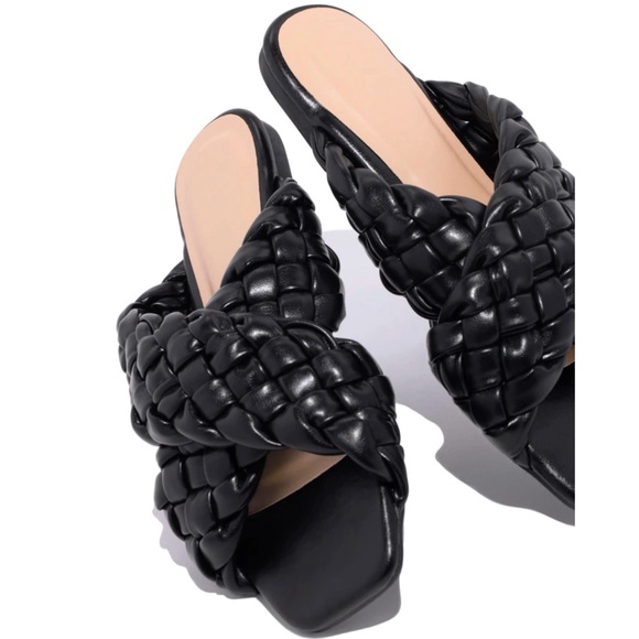 Black Woven Straps Sandals - Picture 5 of 10